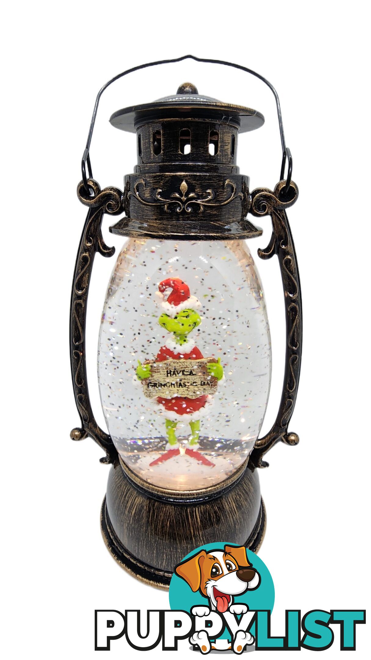 Cotton Candy - Xmas Dr. Seuss Grinch â€˜ Have A Grinchtastic Day â€™ Brass Lantern - Cczxgr53up - 9353468016849