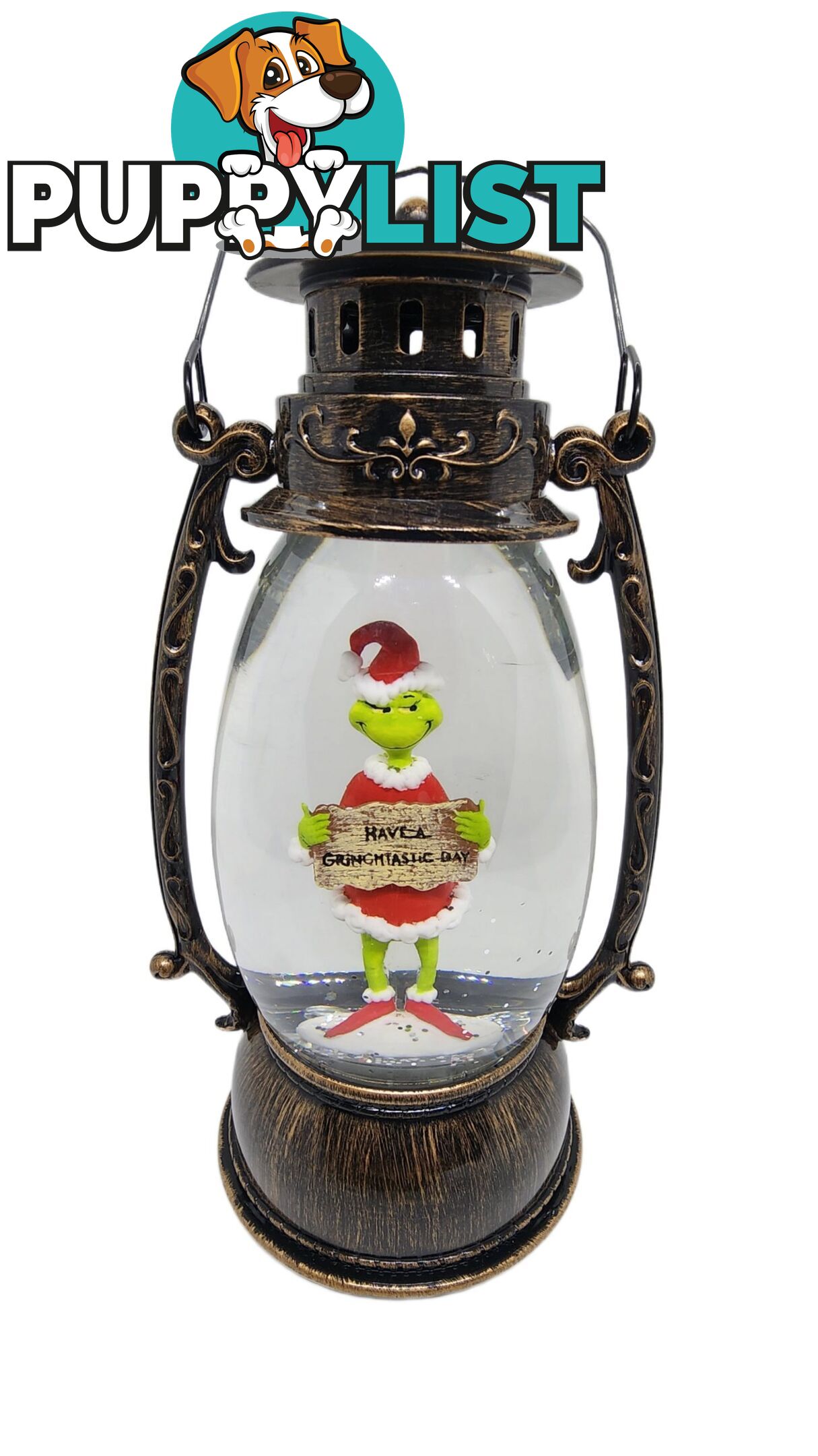 Cotton Candy - Xmas Dr. Seuss Grinch â€˜ Have A Grinchtastic Day â€™ Brass Lantern - Cczxgr53up - 9353468016849