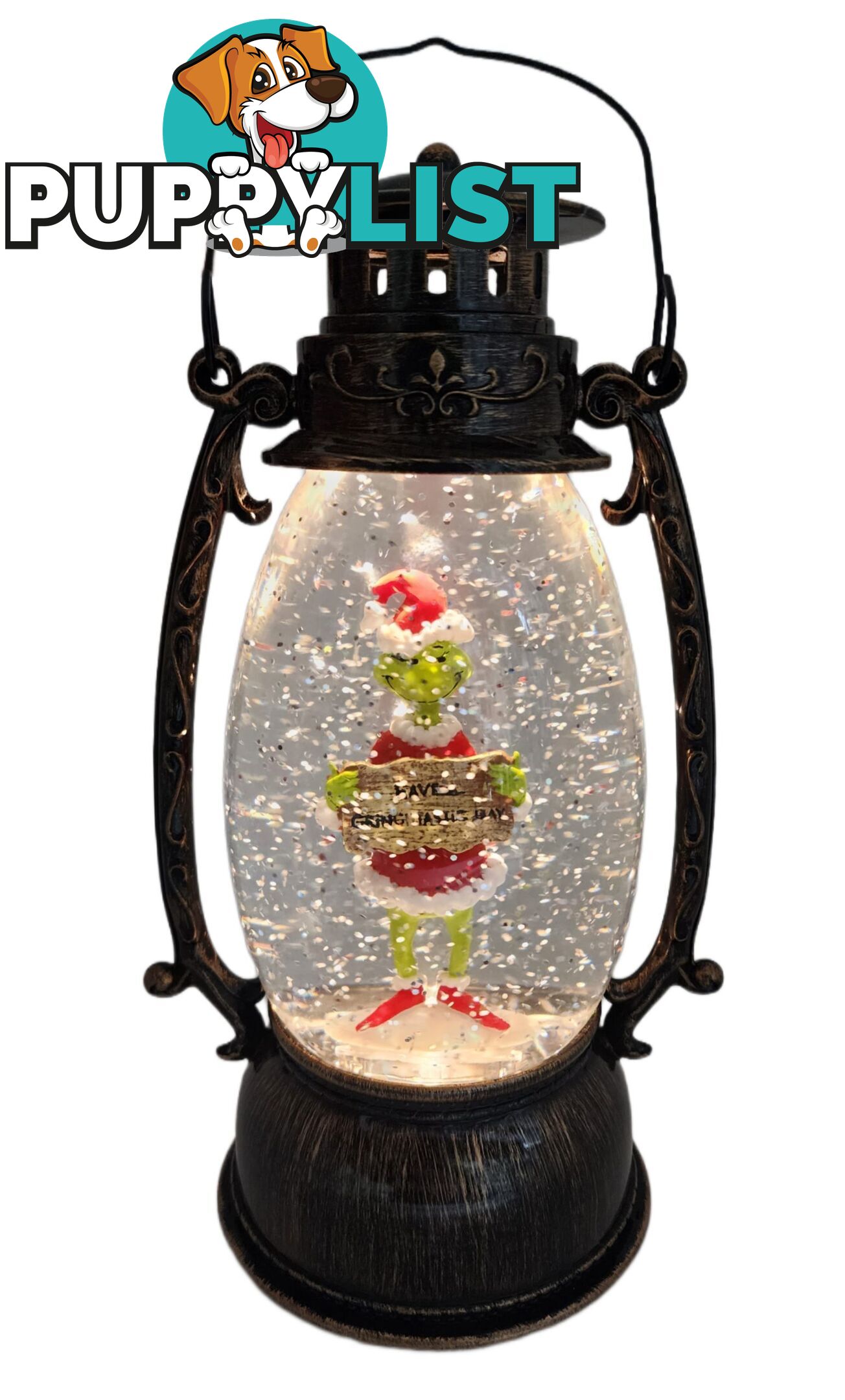 Cotton Candy - Xmas Dr. Seuss Grinch â€˜ Have A Grinchtastic Day â€™ Brass Lantern - Cczxgr53up - 9353468016849