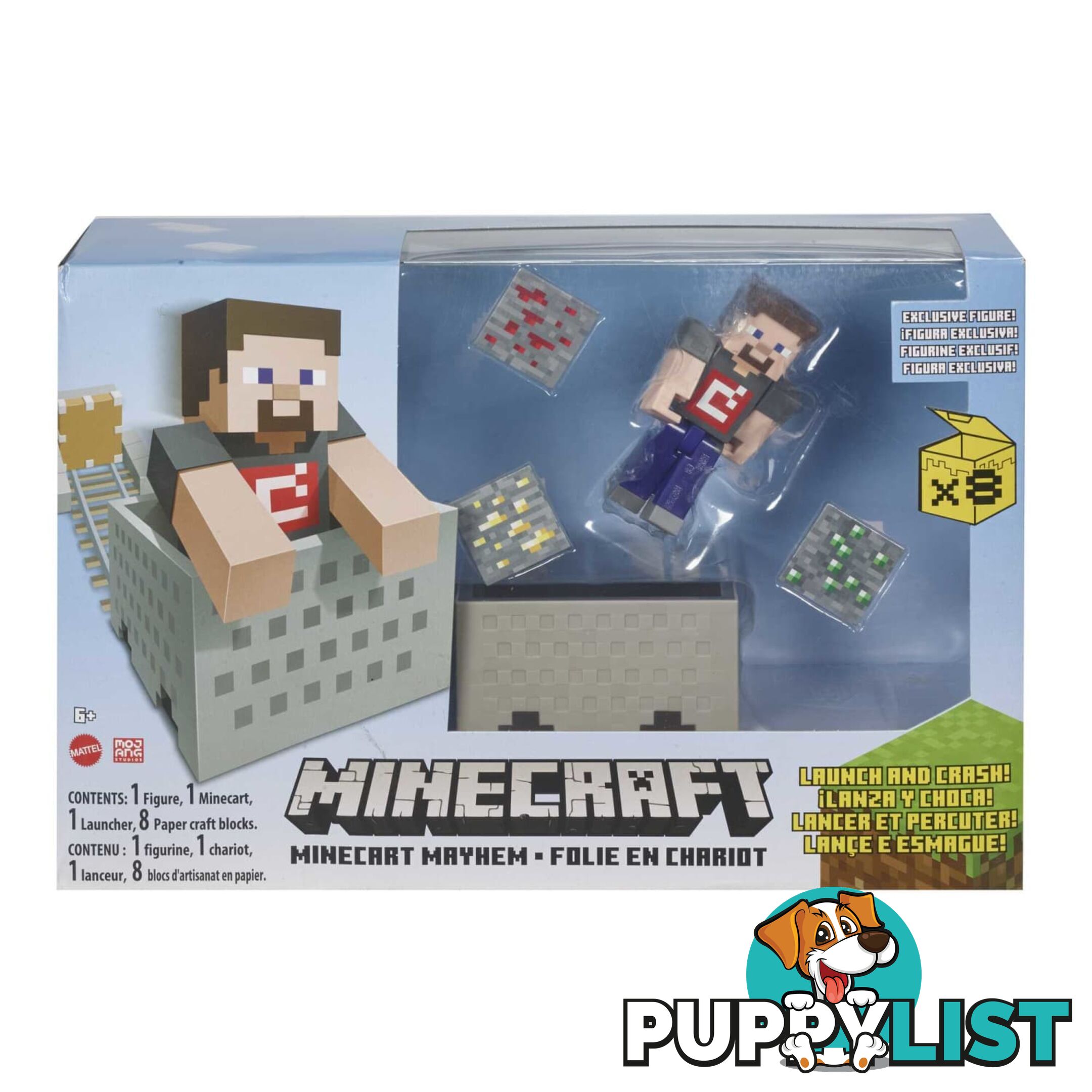 Minecraft Minecart Mayhem Playset With Steve Figure And Accessories - Magvl55 - 0887961929430