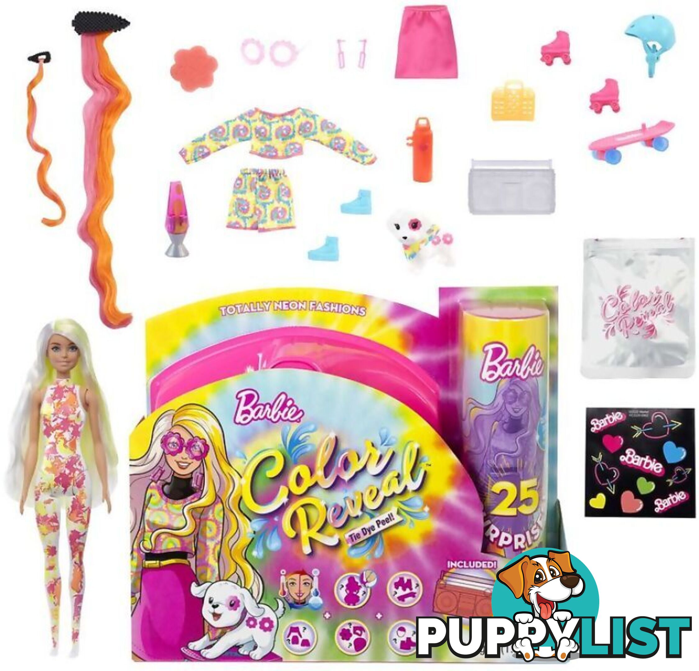 Barbie - Barbie Colour Reveal Totally Neon Fashions Tie Dye Pink - Mattel - Mahcd26 - 194735007530