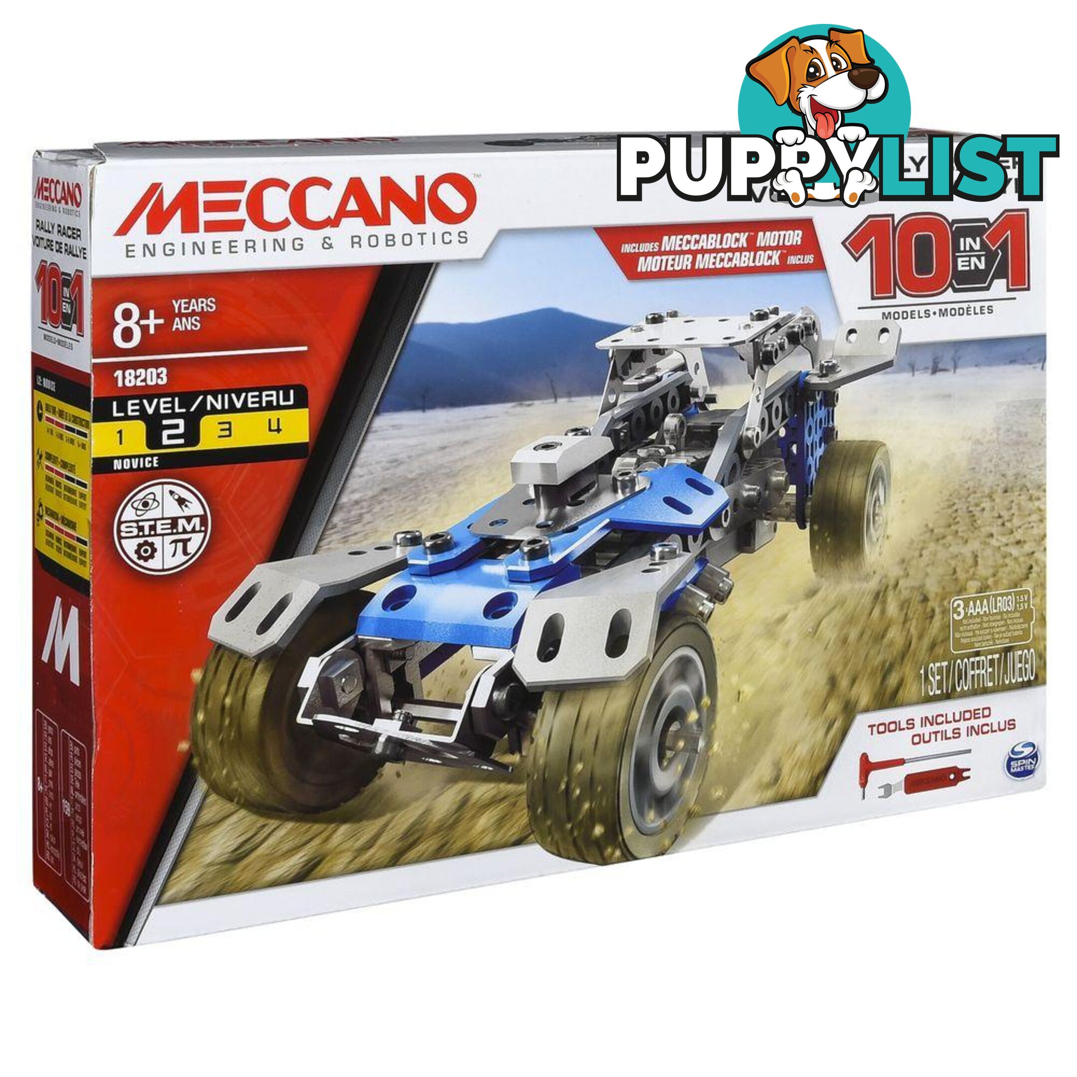 Meccano - Motorised Rally Racer - 10 In 1 Building Kit Si6040178 - 778988529089