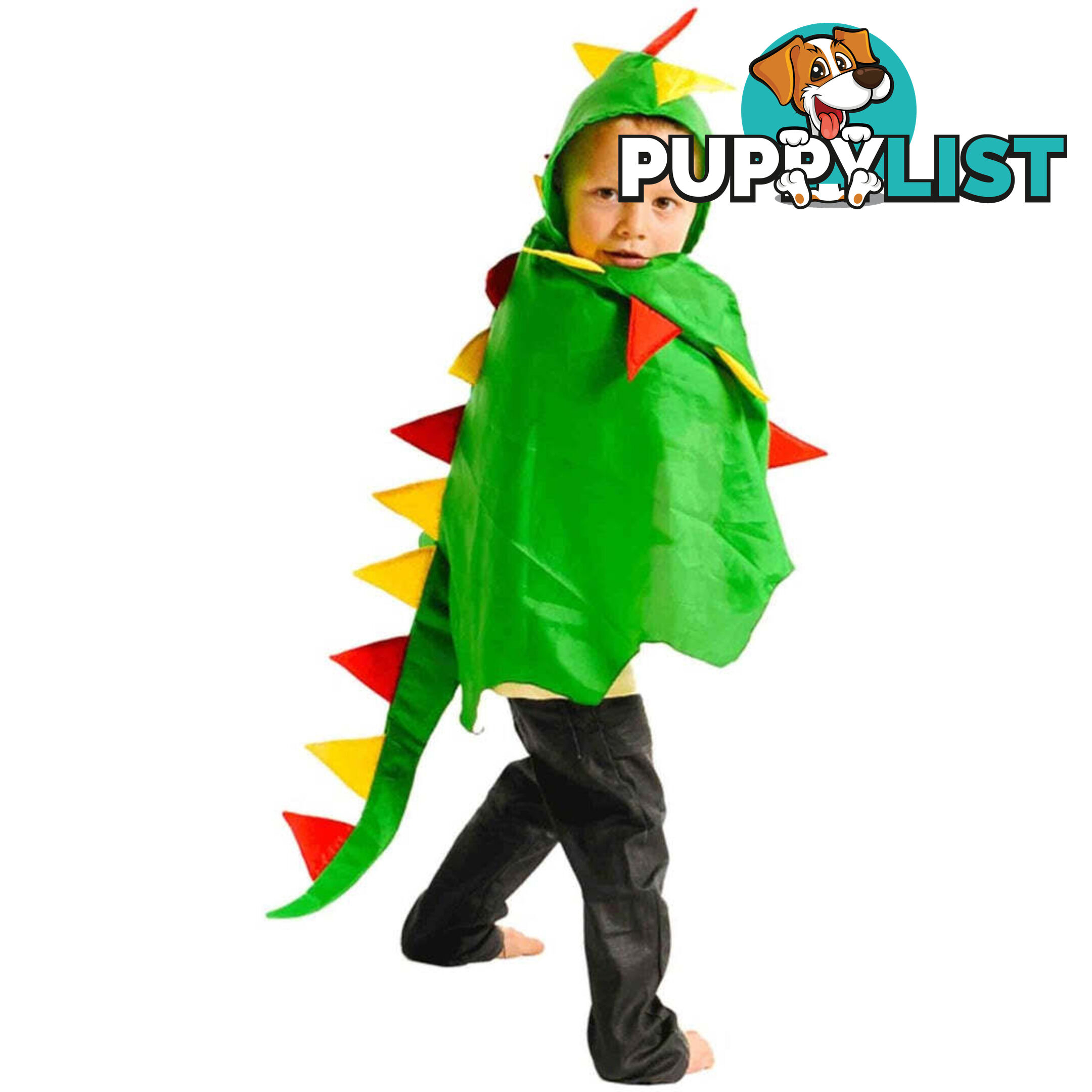 Fairy Girls - Costume Dragon Cape Green With Red/yellow Spikes - Fglh130 - 9787400001301