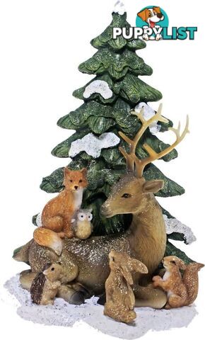 Cotton Candy - Xmas 20cm Reindeer & Friends Sitting With Tree Ornament - Ccxkn56 - 9353468012087