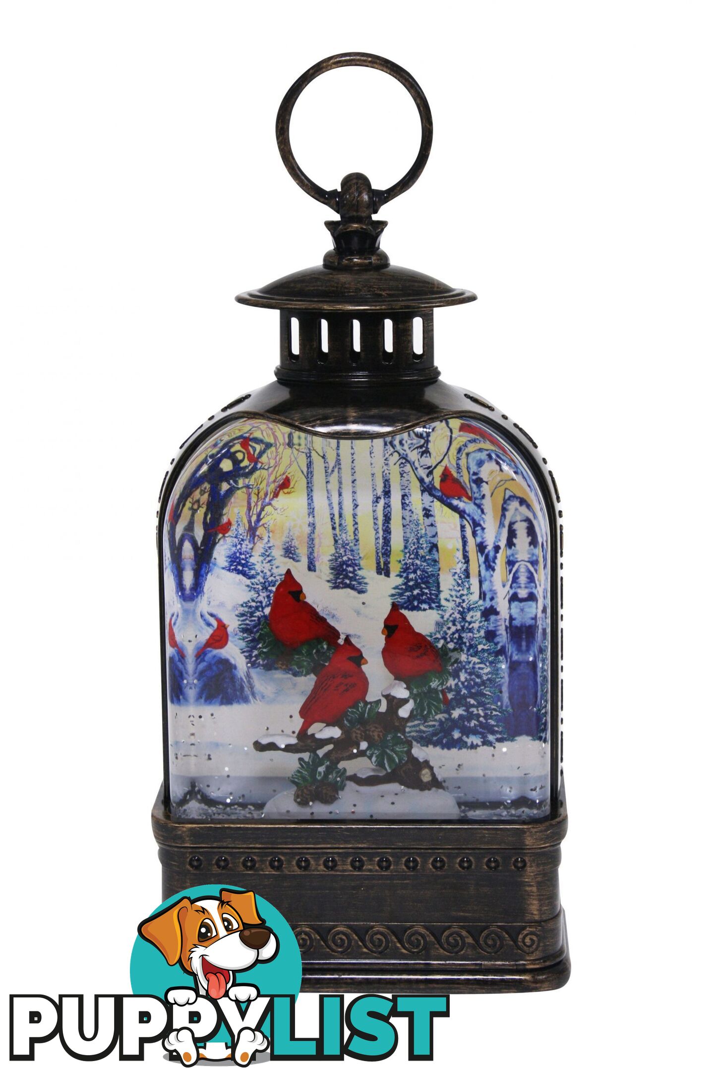 Cotton Candy - Xmas Brass Lantern Medium Red Carindals - Ccxac406 - 9353468016603