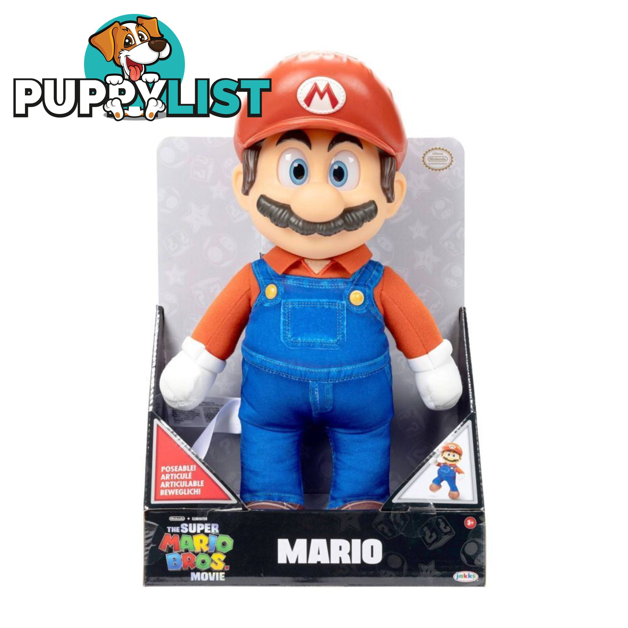 Super Mario - Nintendo The Super Mario Bros. Movie Mario Poseable Plush - Hs417264 - 192995417267