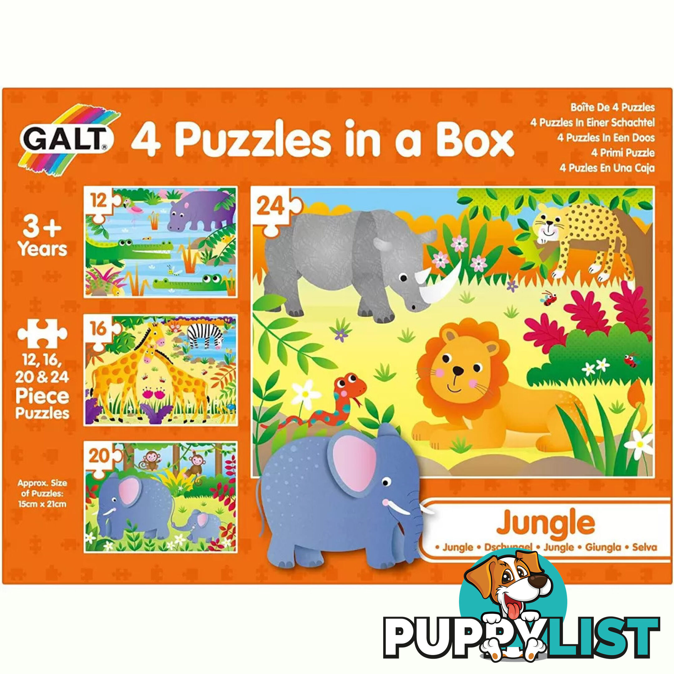 Galt - 4 Jungle Puzzles In A Box - Mdgn5071 - 5011979584533