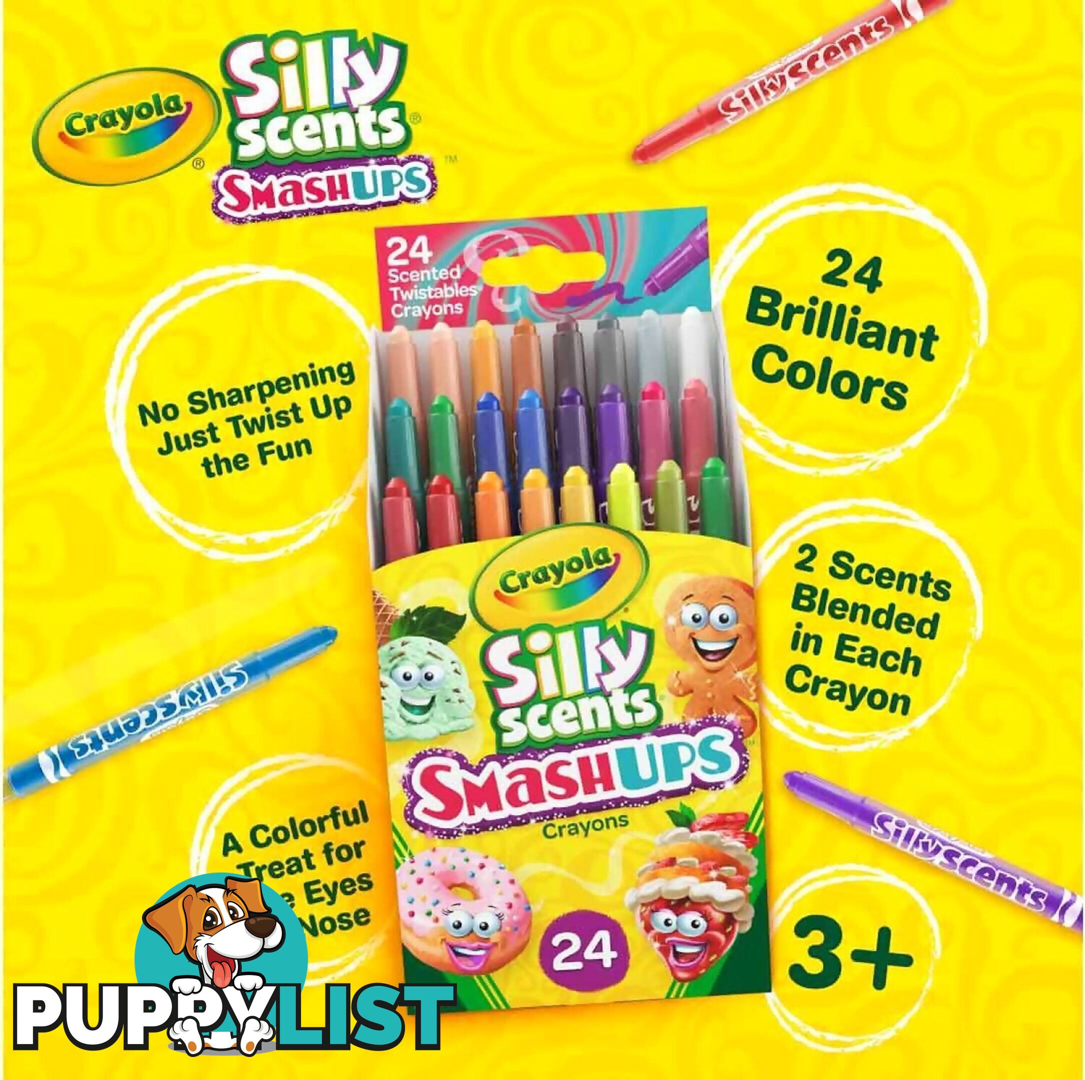 Crayola - Silly Scents Smash Ups Twistables Scented Crayons 24 Count - Bs523470 - 071662034702