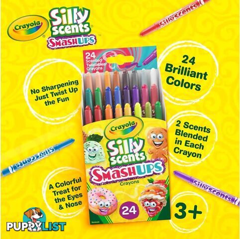 Crayola - Silly Scents Smash Ups Twistables Scented Crayons 24 Count - Bs523470 - 071662034702