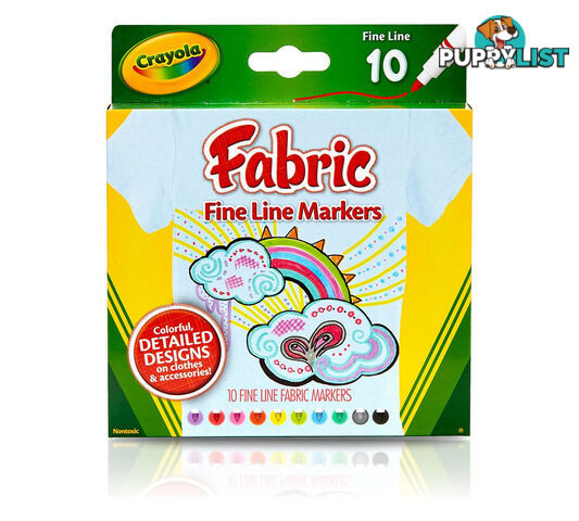 Crayola Fine Line Fabric Markers 10 Pack - Bs588626 - 071662286262