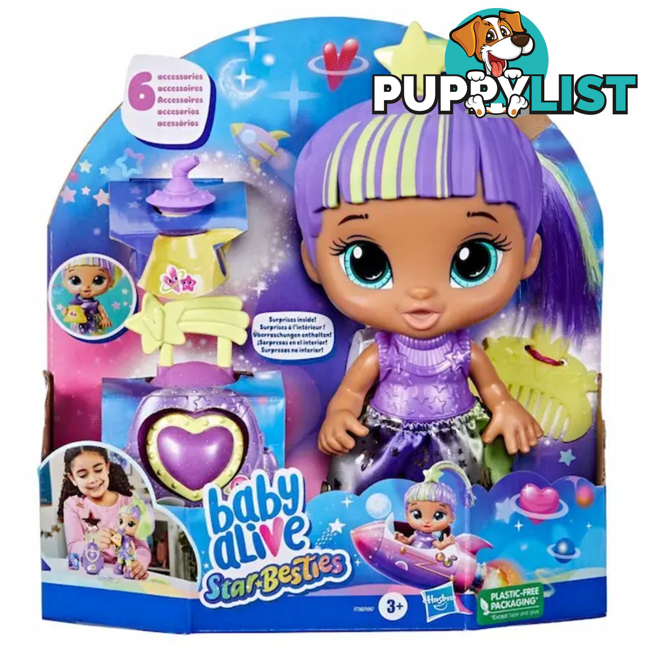 Baby Alive - Star Besties Doll Lovely Luna 8-inch Space Themed Baby Alive - Doll with Accessories - Hbf73605xoo - 5010994208721