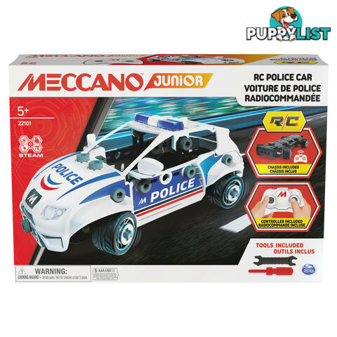 Meccano - Junior Rc Police Car Toy Model Building Kit Stem - Si60641777 - 778988381151