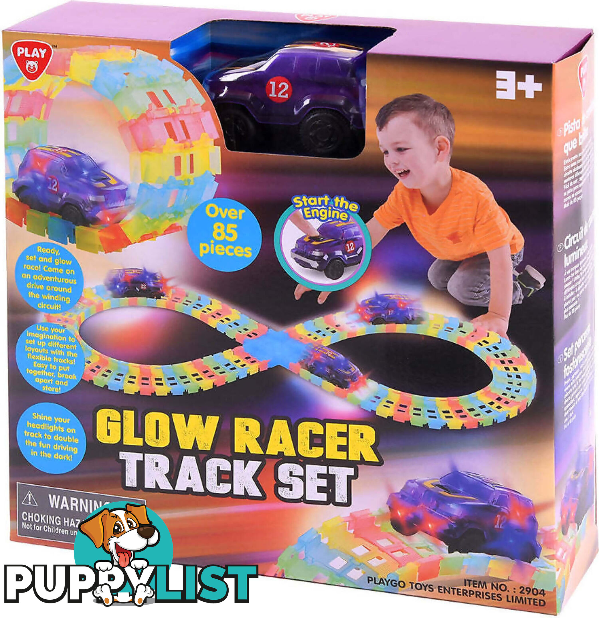 Playgo Toys Ent. Ltd - Glow Racer Trackset - 85 Pieces - Art66178 - 4892401029041