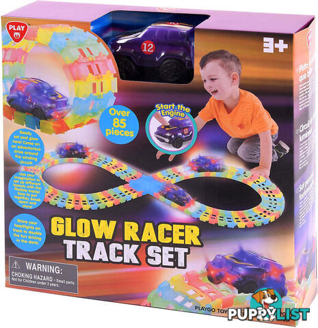 Playgo Toys Ent. Ltd - Glow Racer Trackset - 85 Pieces - Art66178 - 4892401029041