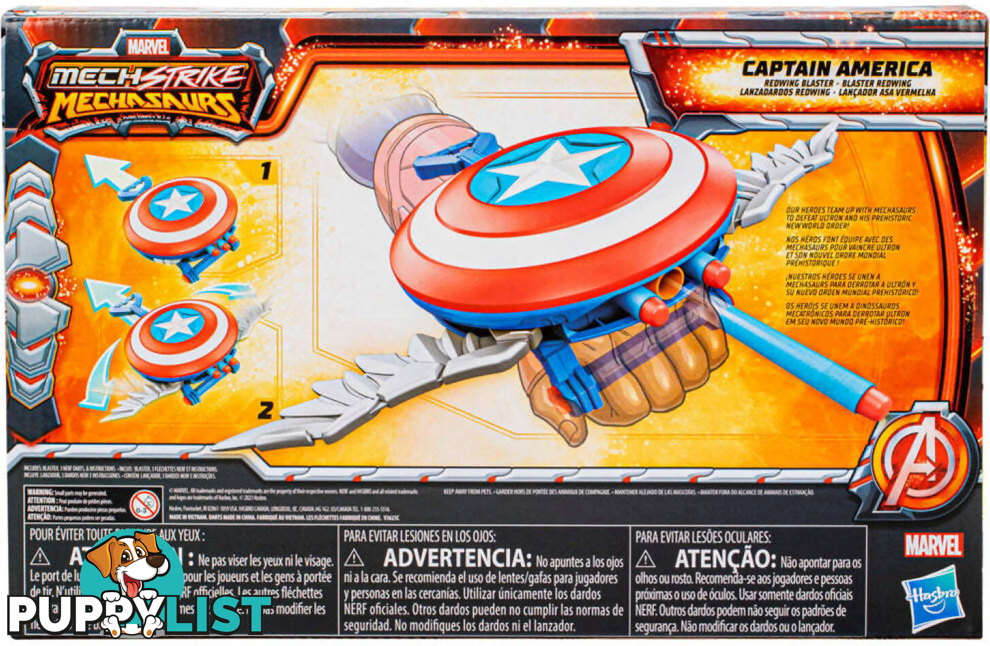 Marvel - Nerf Mech Strike Mechasaurs Captain America Redwing Blaster - Hasbro - Hbf8001ax00 - 195166206509