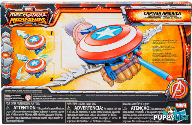 Marvel - Nerf Mech Strike Mechasaurs Captain America Redwing Blaster - Hasbro - Hbf8001ax00 - 195166206509