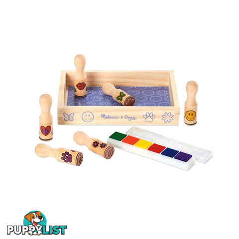 Melissa & Doug - Wooden Stamp Set - Happy Handles - Mdmnd2407 - 000772024075