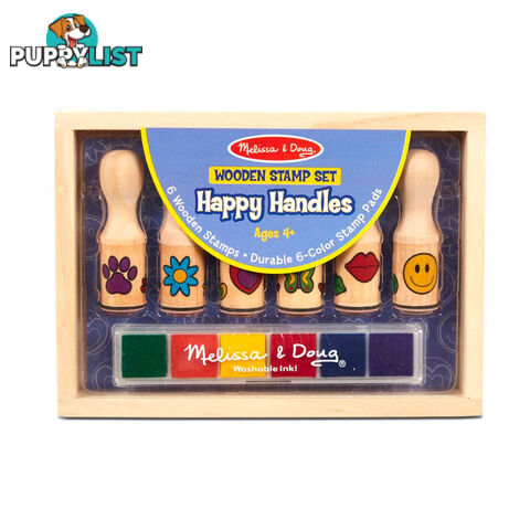 Melissa & Doug - Wooden Stamp Set - Happy Handles - Mdmnd2407 - 000772024075