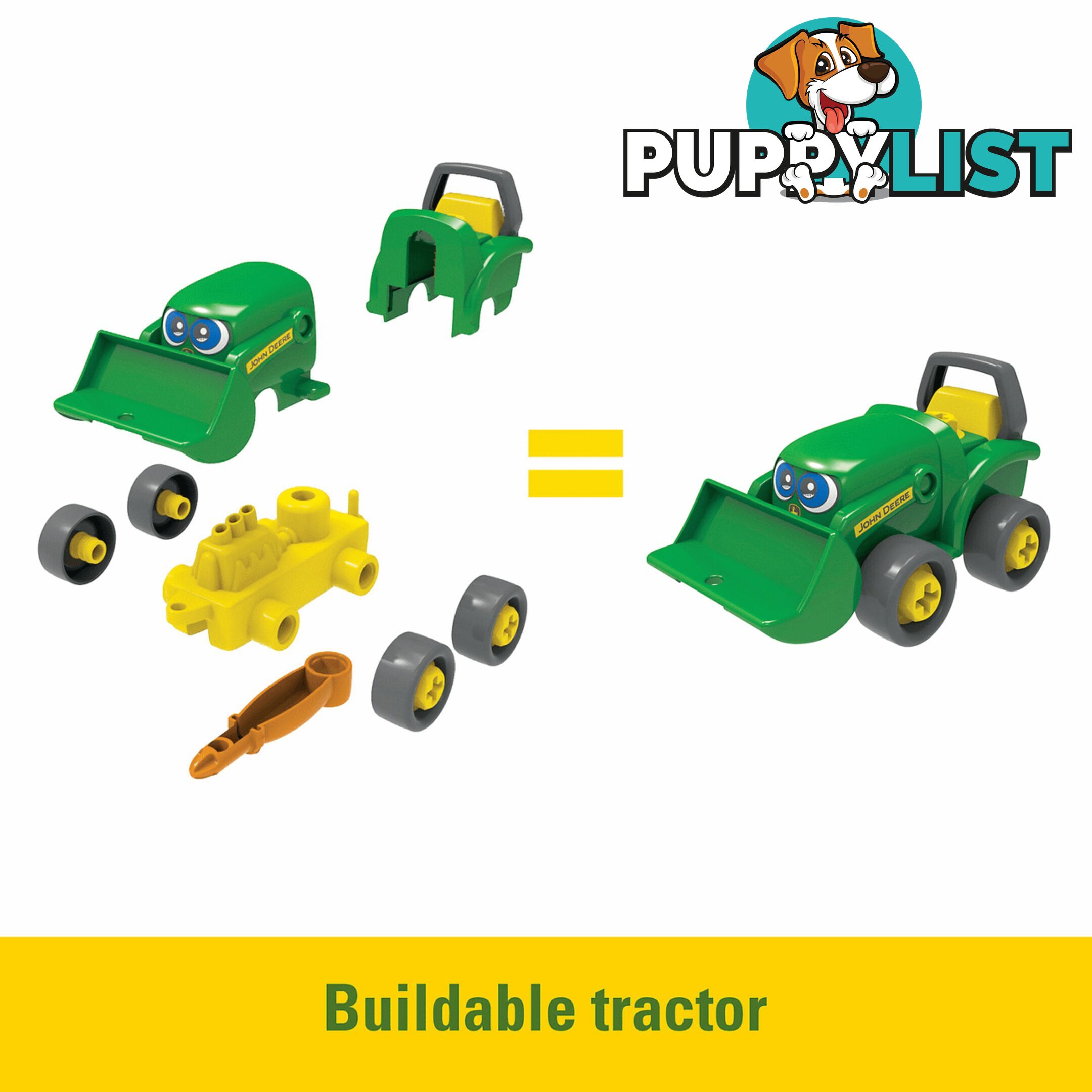 John Deere - Build-a-Buddy Bonnie Scoop Tractor with Wagon Cow and Screwdriver - Lc47209 - 036881472094