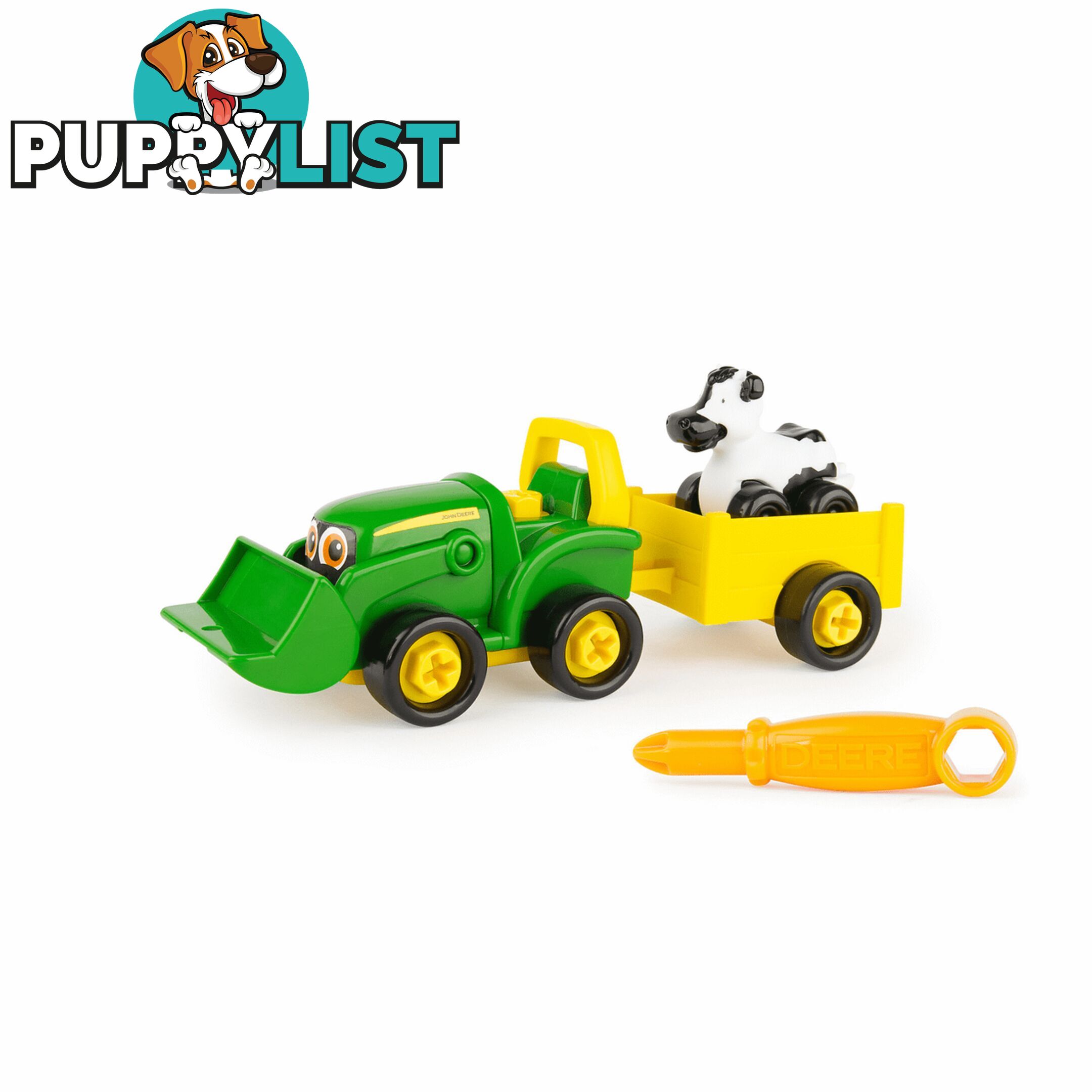 John Deere - Build-a-Buddy Bonnie Scoop Tractor with Wagon Cow and Screwdriver - Lc47209 - 036881472094