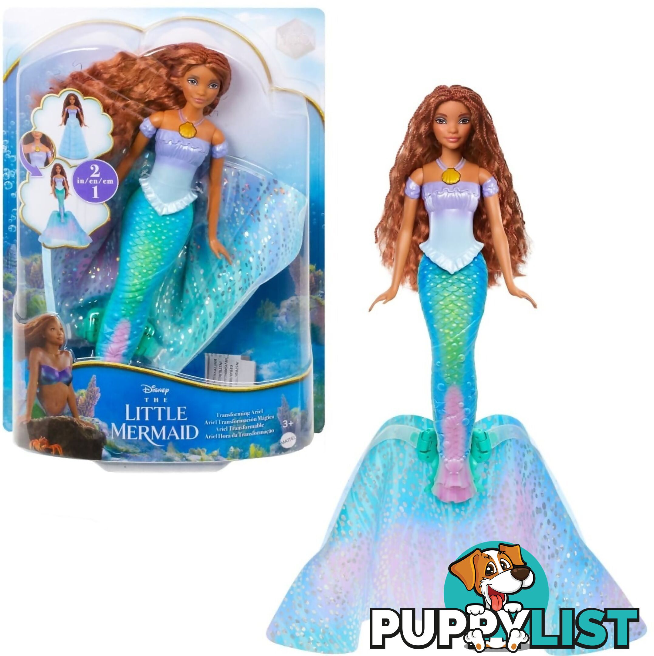 Disney - The Little Mermaid - Transforming Ariel Fashion Doll Switch From Human To Mermaid - Mattel - Mahlx13 - 194735121458