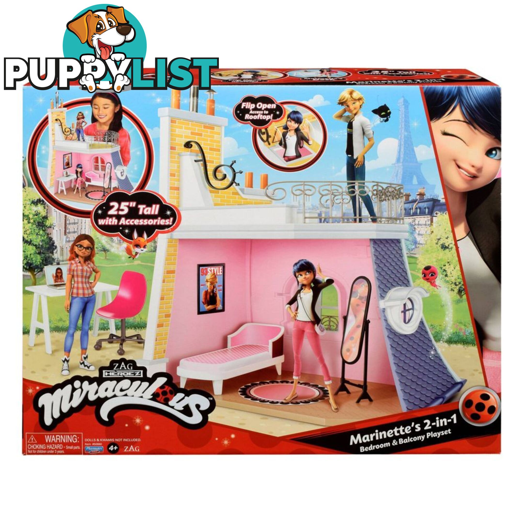 Miraculous Ladybug Marinette's 2-in-1 Bedroom And Rooftop Playset - Hs50660 - 043377506607