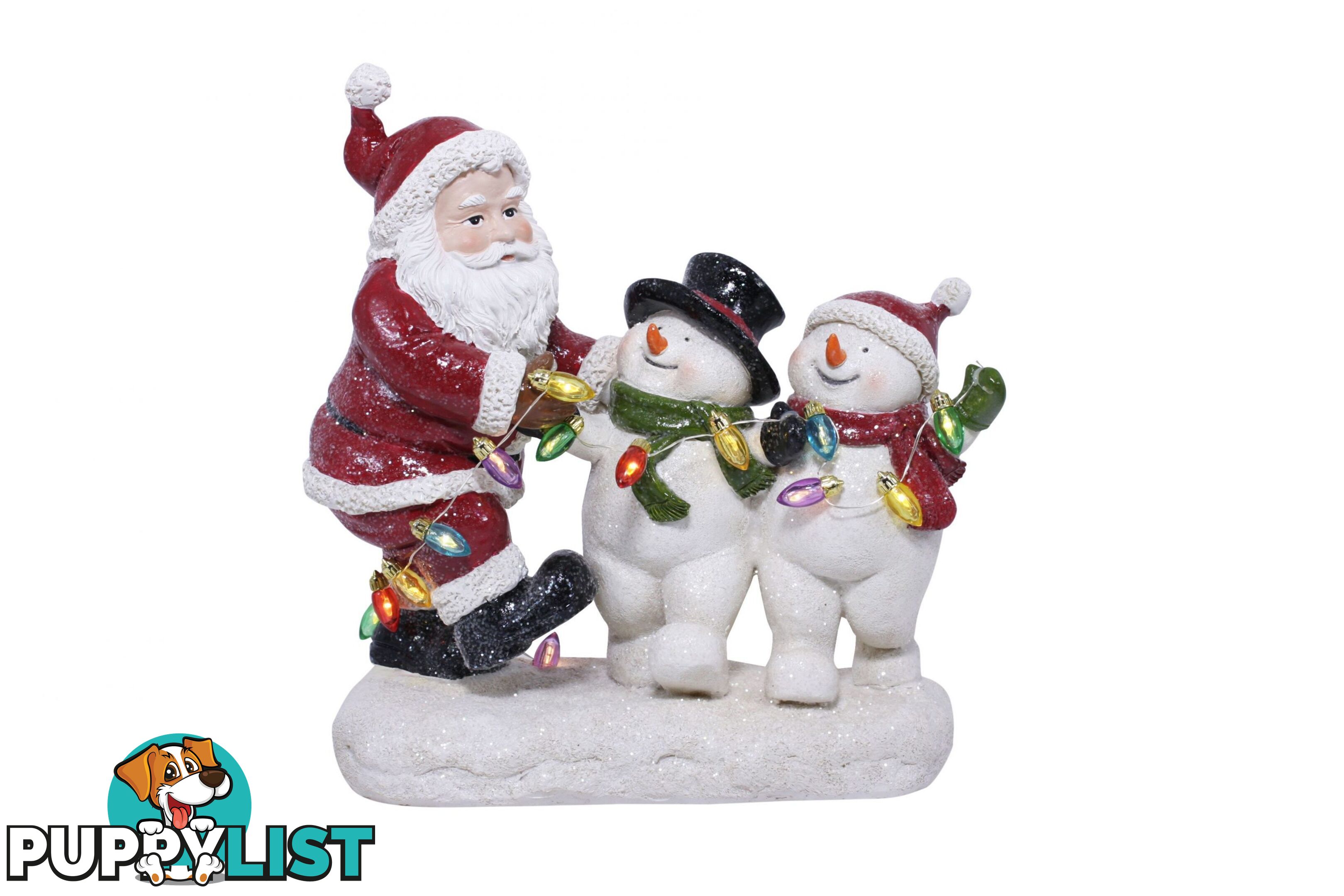 Cotton Candy - Xmas Resin Led Santa W 2 Snowmen  - Xpg12 - 9353468014647