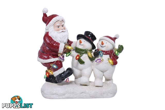 Cotton Candy - Xmas Resin Led Santa W 2 Snowmen  - Xpg12 - 9353468014647