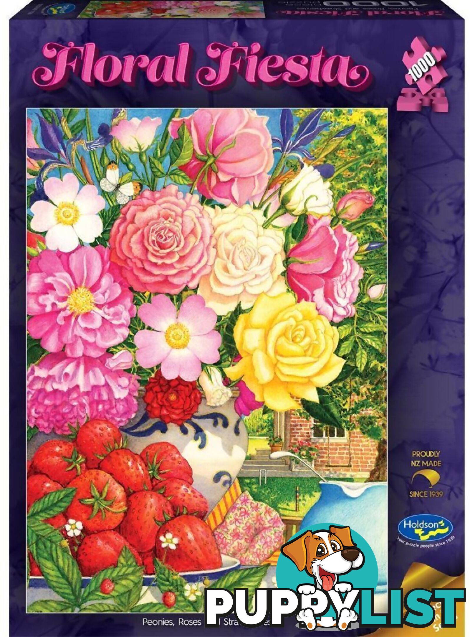 Holdson - Floral Fiesta - Peonies Roses And Strawberries - Jigsaw Puzzle 1000 Pieces - Jdhol775569 - 9414131775569