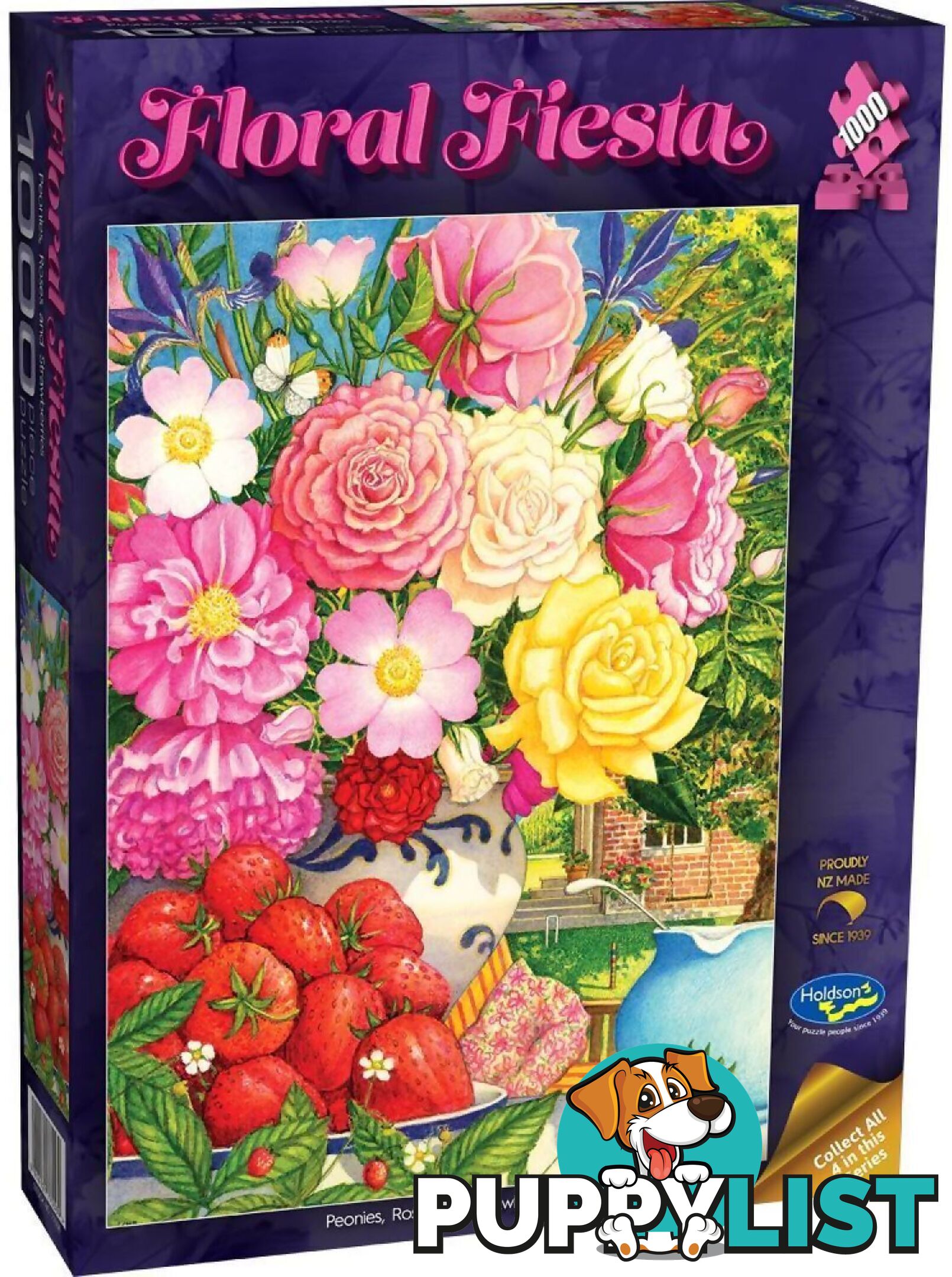 Holdson - Floral Fiesta - Peonies Roses And Strawberries - Jigsaw Puzzle 1000 Pieces - Jdhol775569 - 9414131775569