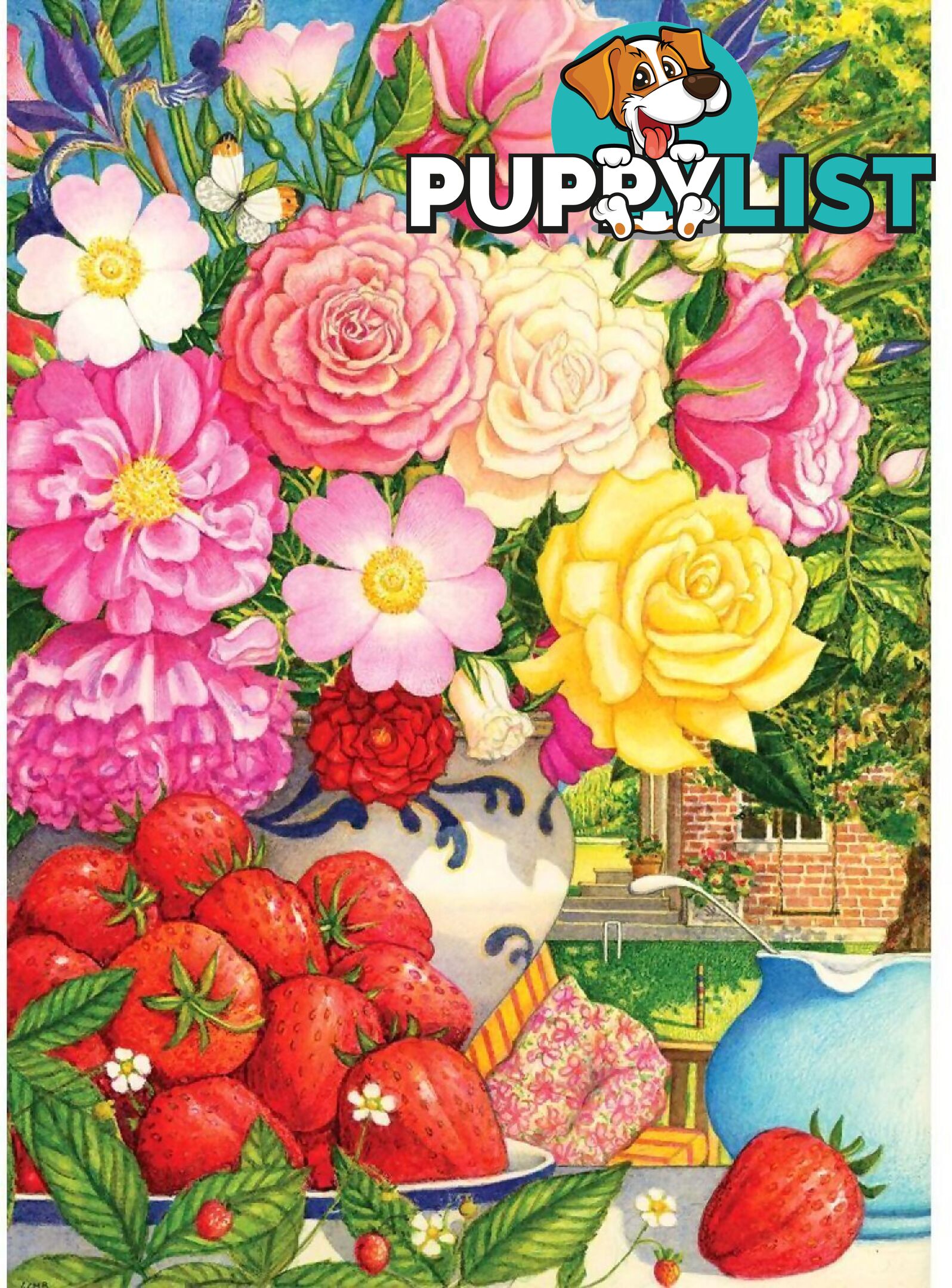 Holdson - Floral Fiesta - Peonies Roses And Strawberries - Jigsaw Puzzle 1000 Pieces - Jdhol775569 - 9414131775569