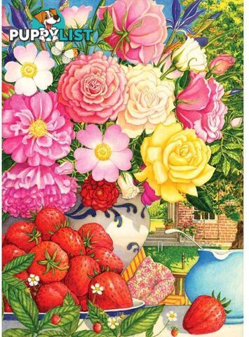 Holdson - Floral Fiesta - Peonies Roses And Strawberries - Jigsaw Puzzle 1000 Pieces - Jdhol775569 - 9414131775569