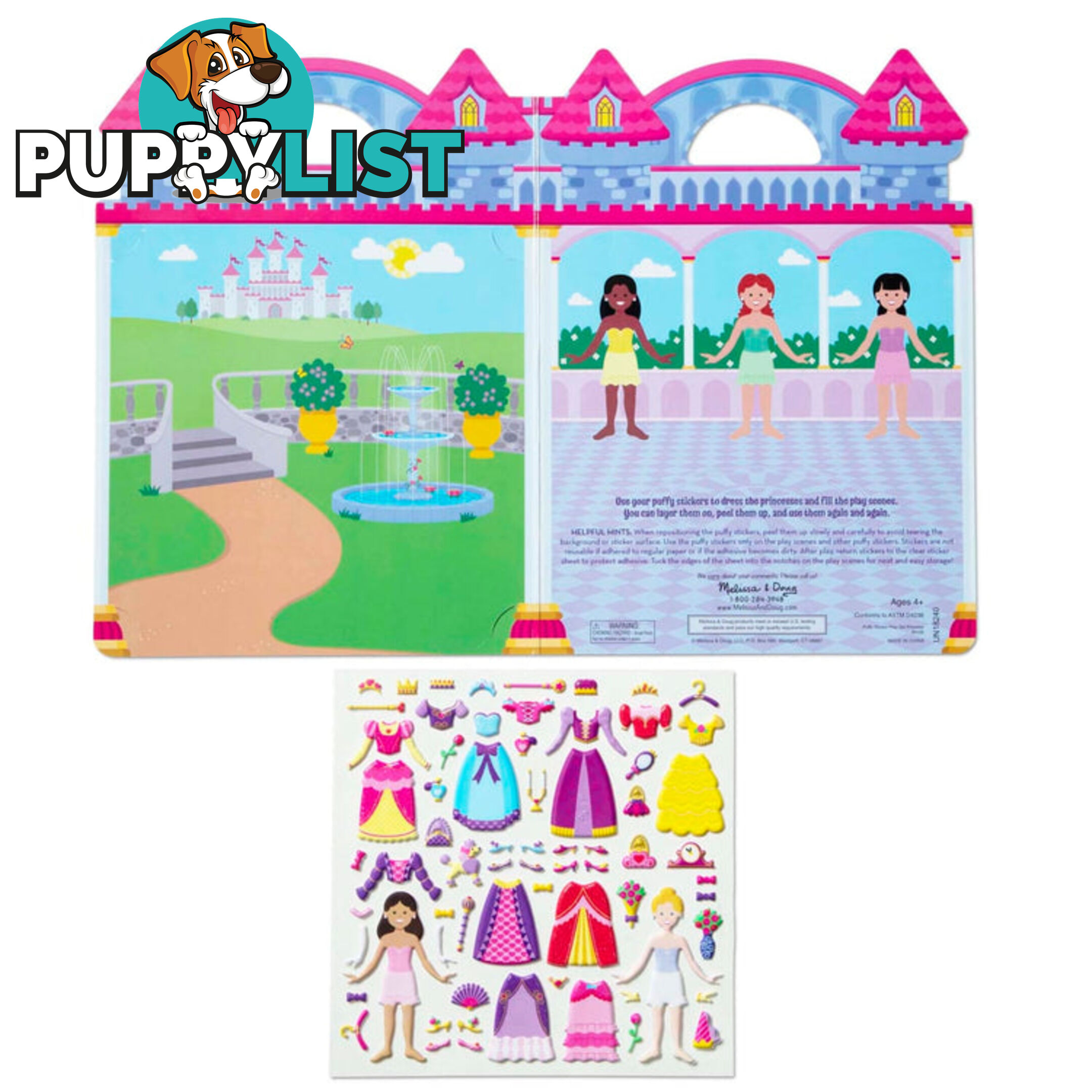 Melissa & Doug - Puffy Stickers Play Set: Princess - Mdmnd9100 - 000772091008