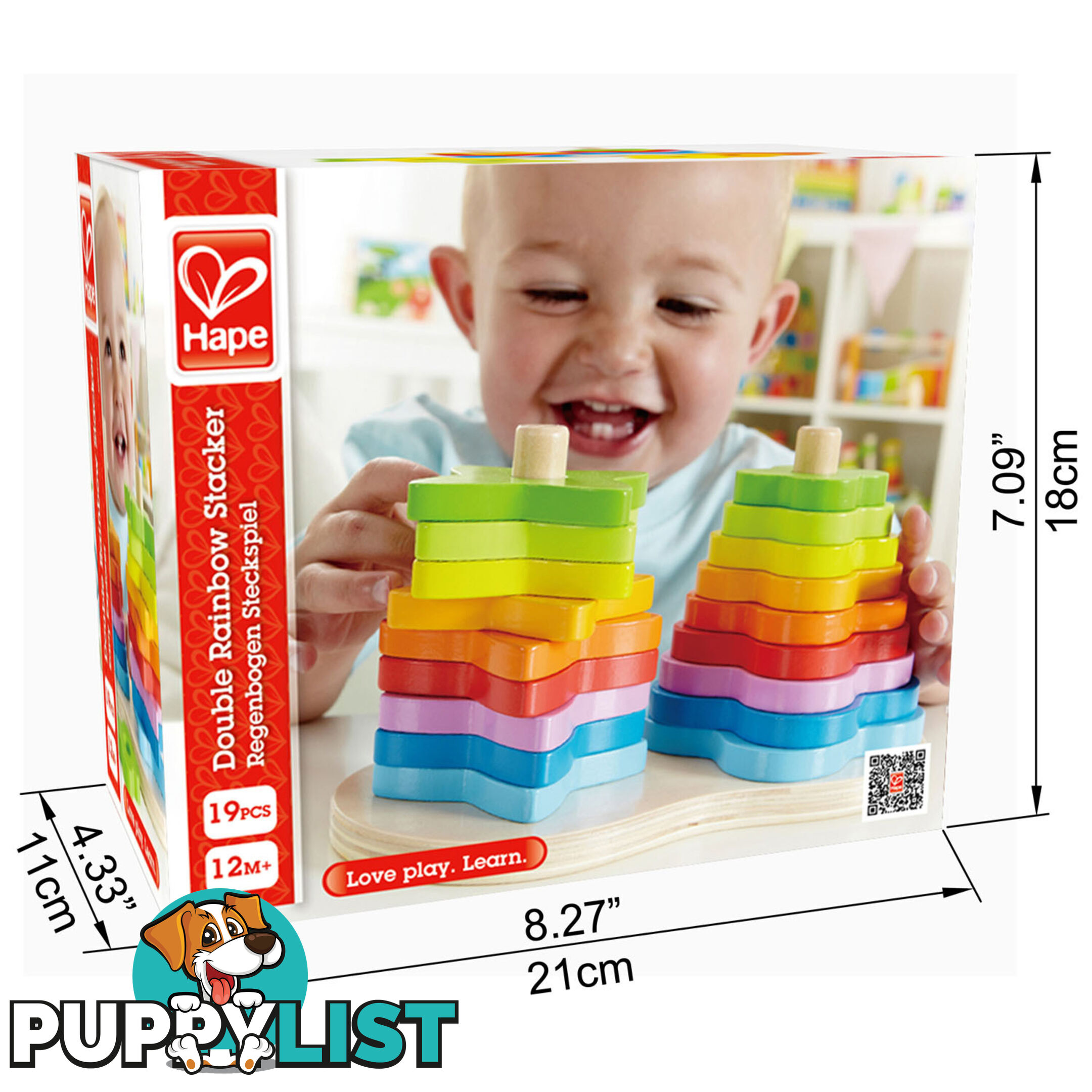 Hape -  Double Rainbow Stacker - Ughe0406 - 6943478002531