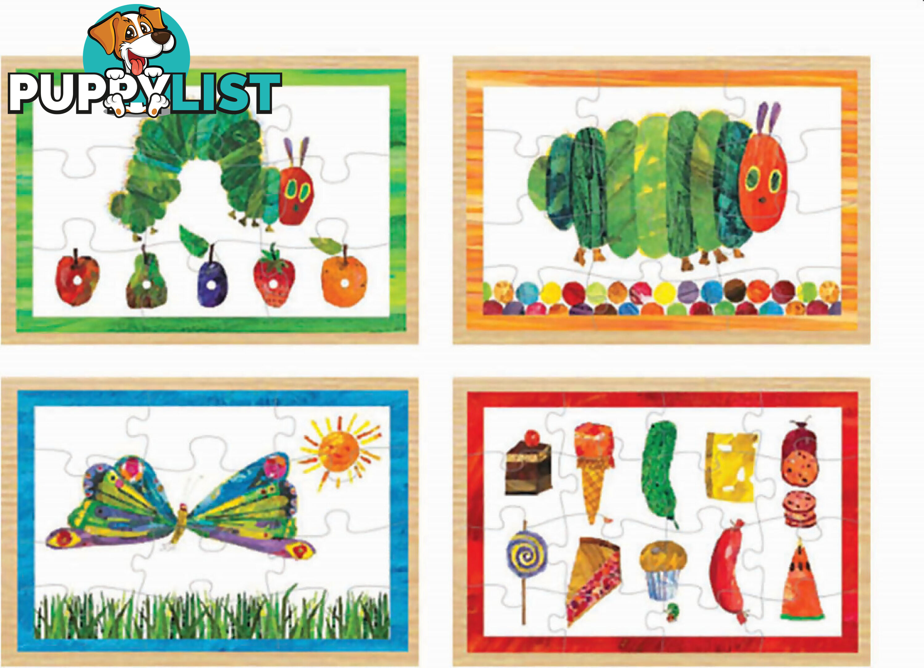 The Very Hungry Caterpillar 4 In 1 Wooden Jigsaw Puzzles - The World Of Eric Carle - Jduni30138 - 023332301386