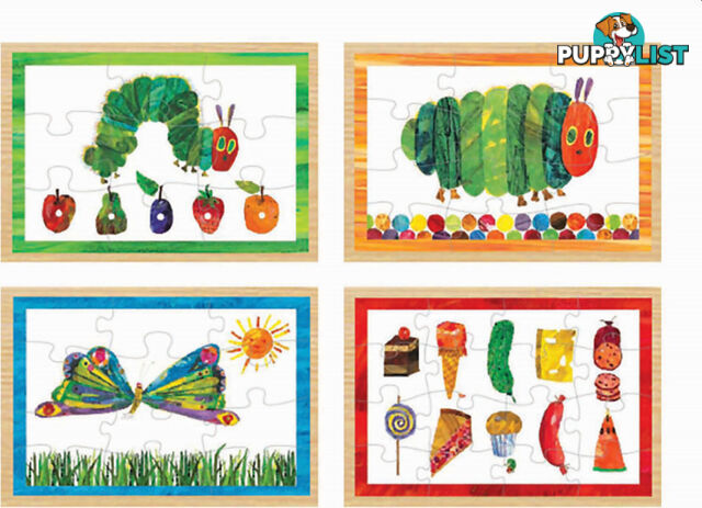 The Very Hungry Caterpillar 4 In 1 Wooden Jigsaw Puzzles - The World Of Eric Carle - Jduni30138 - 023332301386