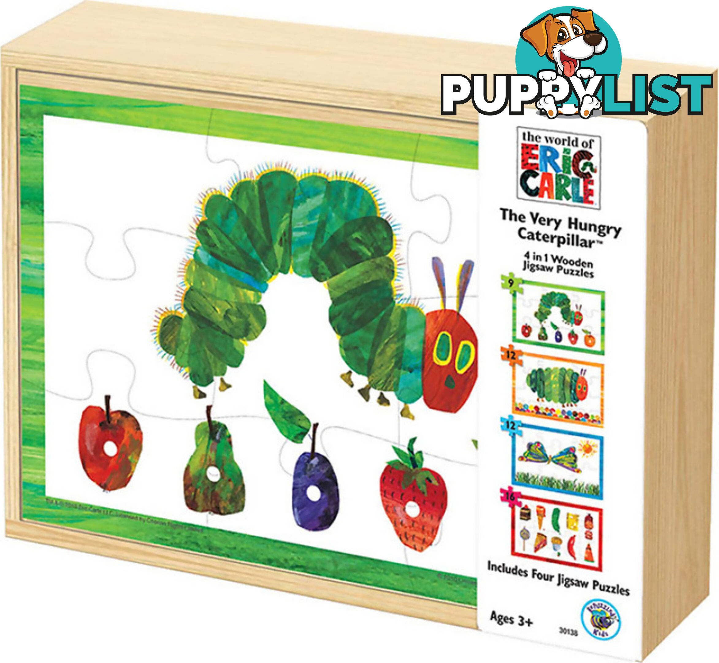 The Very Hungry Caterpillar 4 In 1 Wooden Jigsaw Puzzles - The World Of Eric Carle - Jduni30138 - 023332301386