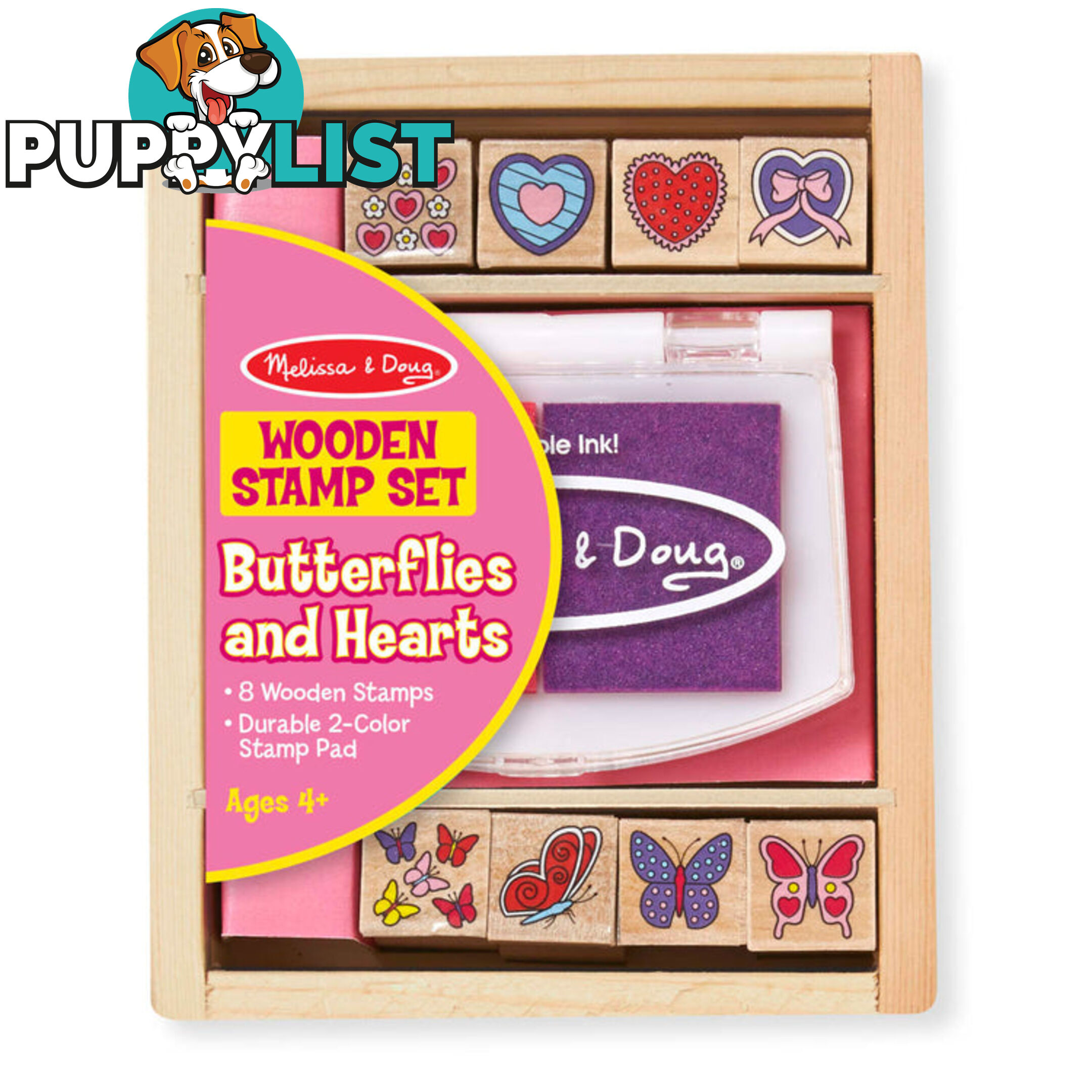 Melissa & Doug - Wooden Stamp Set - Butterflies And Hearts - Mdmnd2415 - 000772024150