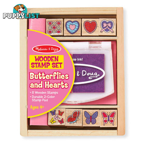 Melissa & Doug - Wooden Stamp Set - Butterflies And Hearts - Mdmnd2415 - 000772024150