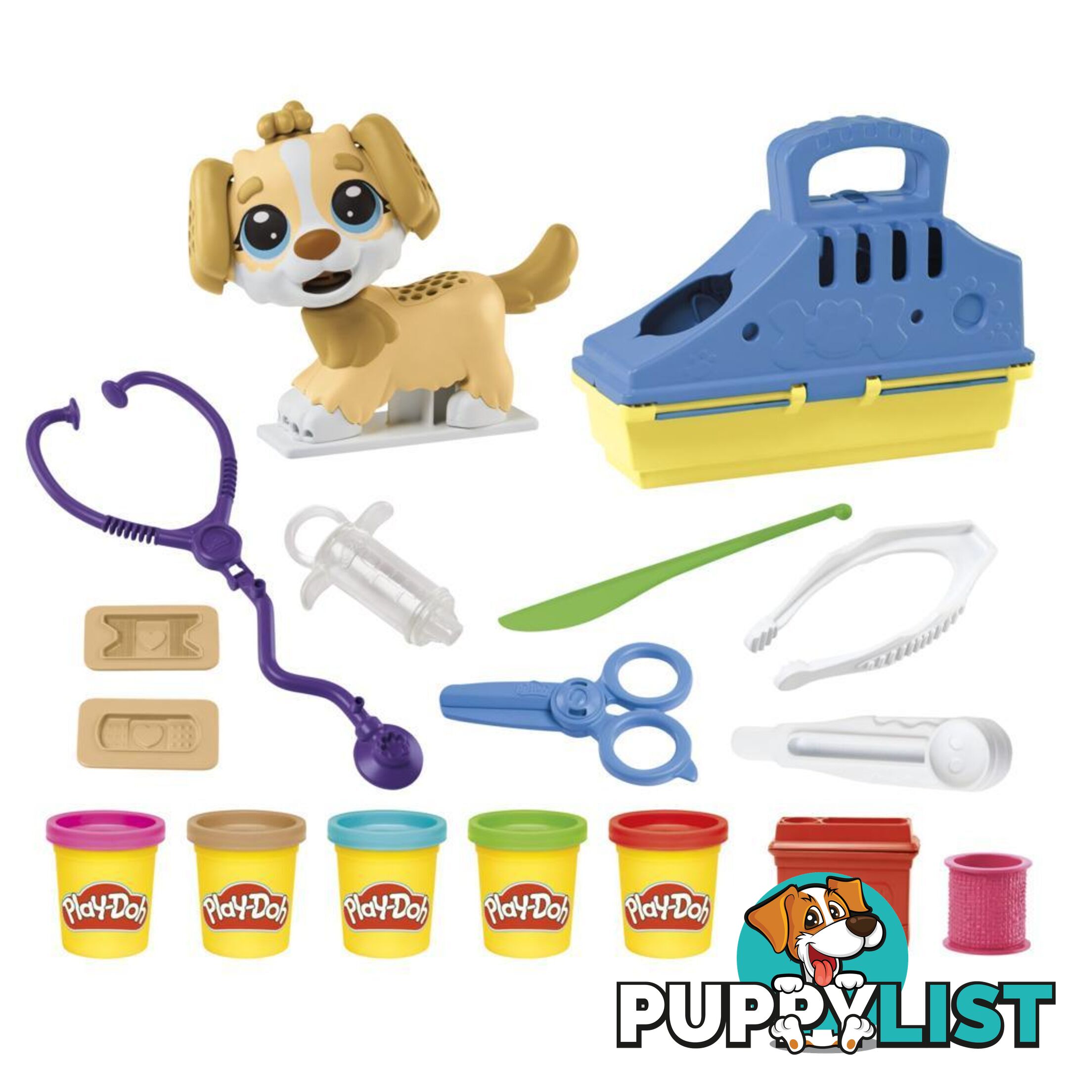 Play-doh - Care N Carry Vet Playset With Toy Dog Carrier 10 Tools 5 Colors  Hasbro F3639 - 5010993954469