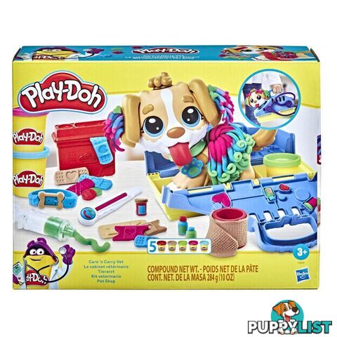 Play-doh - Care N Carry Vet Playset With Toy Dog Carrier 10 Tools 5 Colors  Hasbro F3639 - 5010993954469