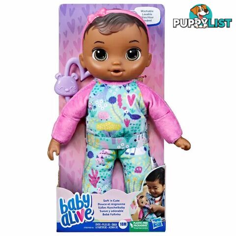 Baby Alive - Soft n Cute Doll Brown Hair 11-Inch First Baby Doll - Hbf77925xoo - 5010994197209