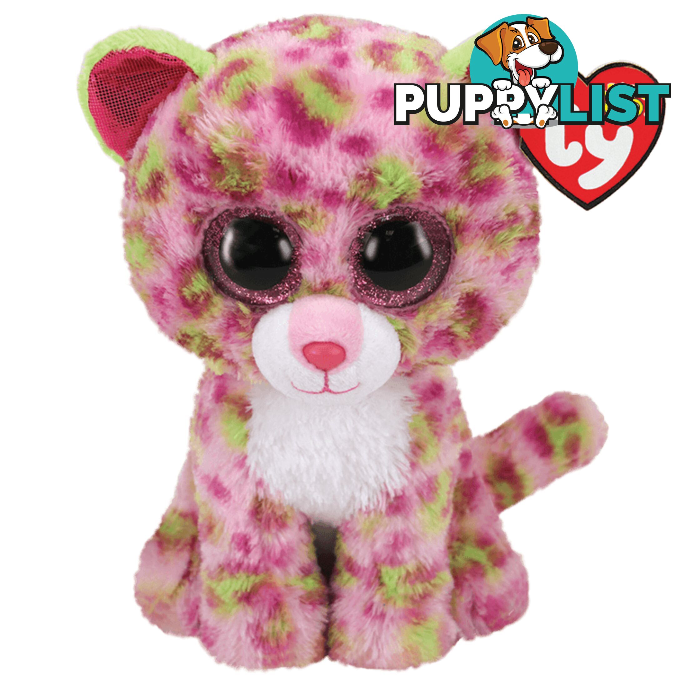 Ty Beanie Boos - Lainey - Pink And Green Leopard 15cm Small 36312 - 008421363124