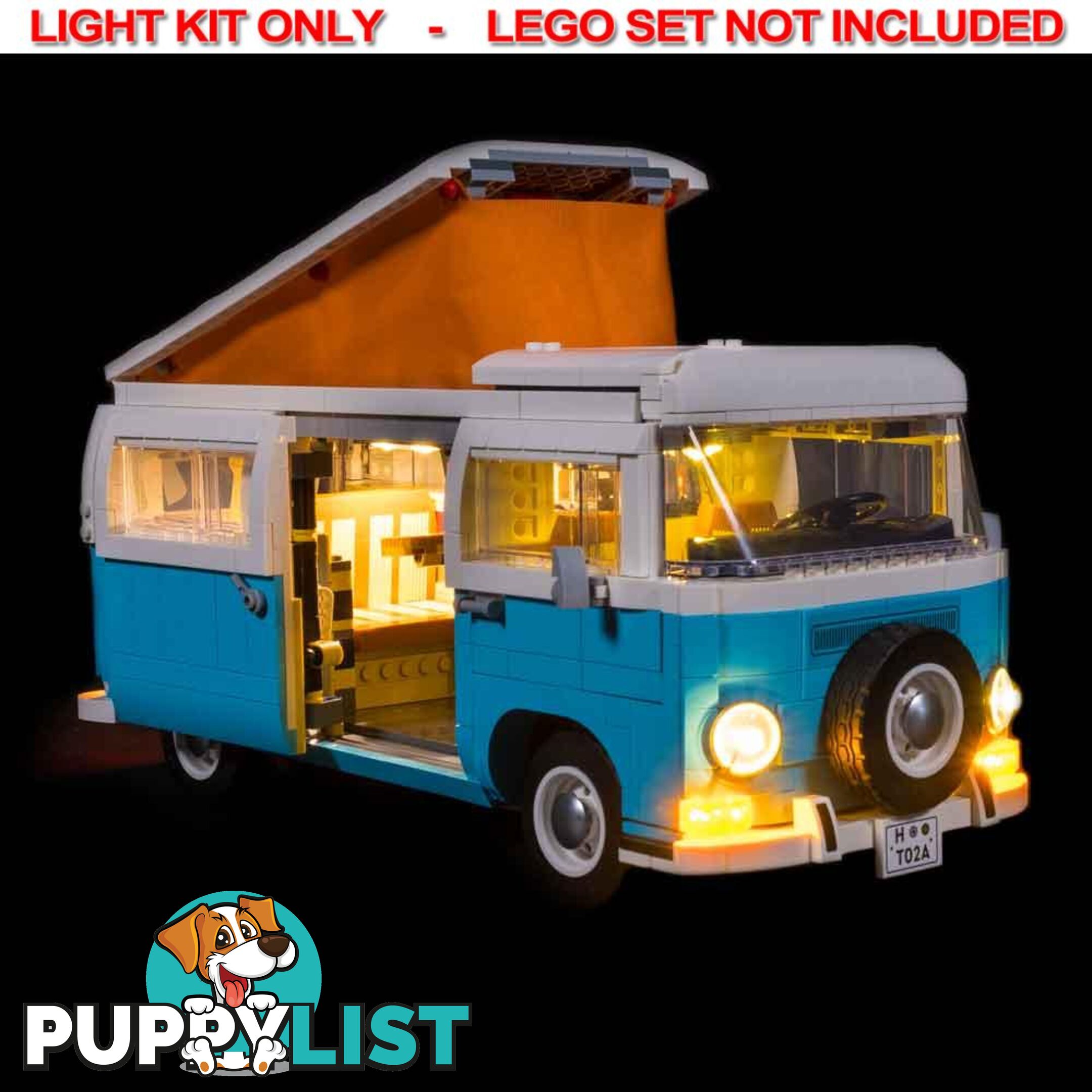 LIGHT KIT for LEGO Volkswagen T2 Camper Van 10279 - Light My Bricks - 744109767449