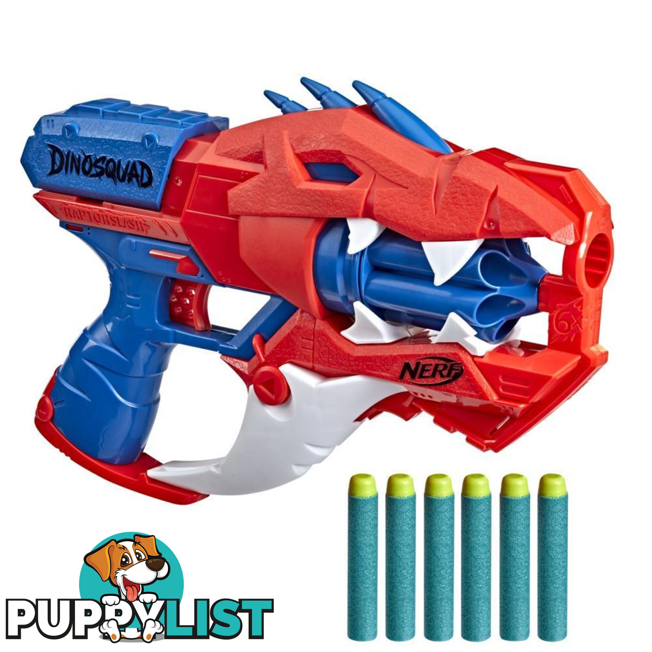 Nerf Dinosquad Raptor-slash Dart Blaster 6-dart Rotating Drum Slam Fire 6 Nerf Darts Velociraptor Dinosaur Design  Hasbro F2475 - 195166141565