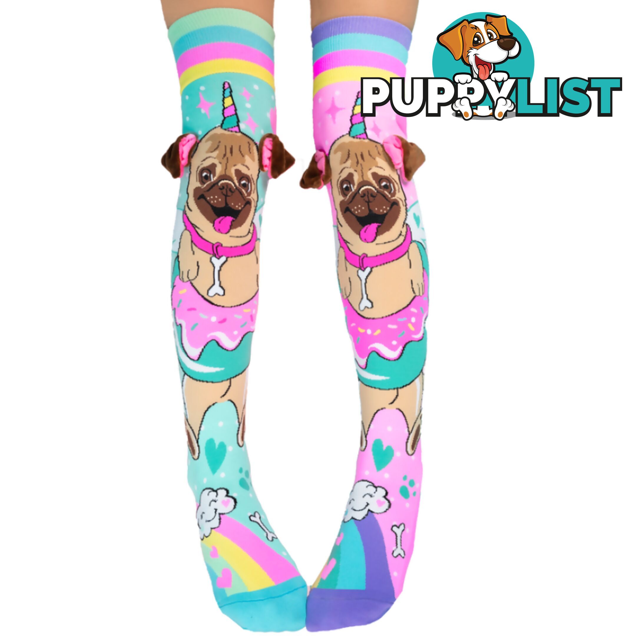 Madmia - Unicorn Pug Socks Kids & Adults Age 6y+ - Mumm146 - 9355645001556