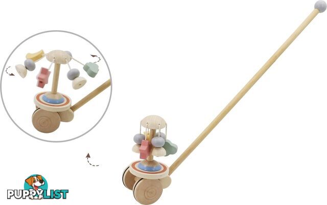 Kaper Kidz - Calm & Breezy Wooden Push Along Spinning Carousel - Elng23757 - 9322966981485