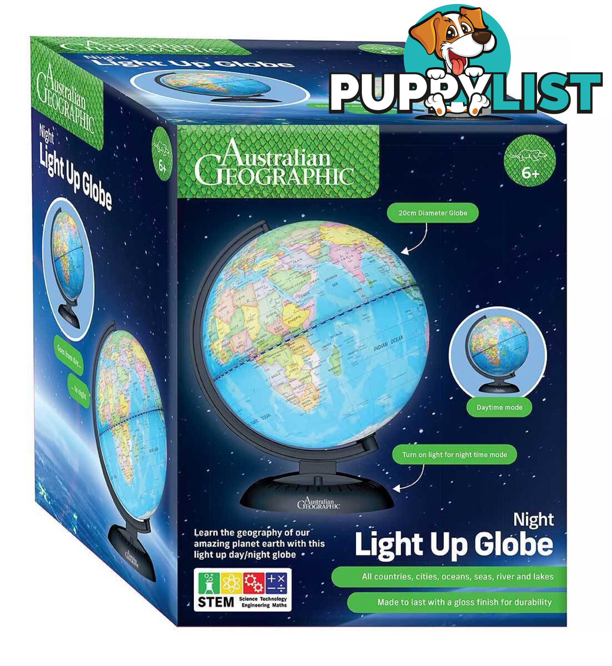 Australian Geographic - Nightlight Globe 20cm - Mdagdsgg200l - 9340816012257