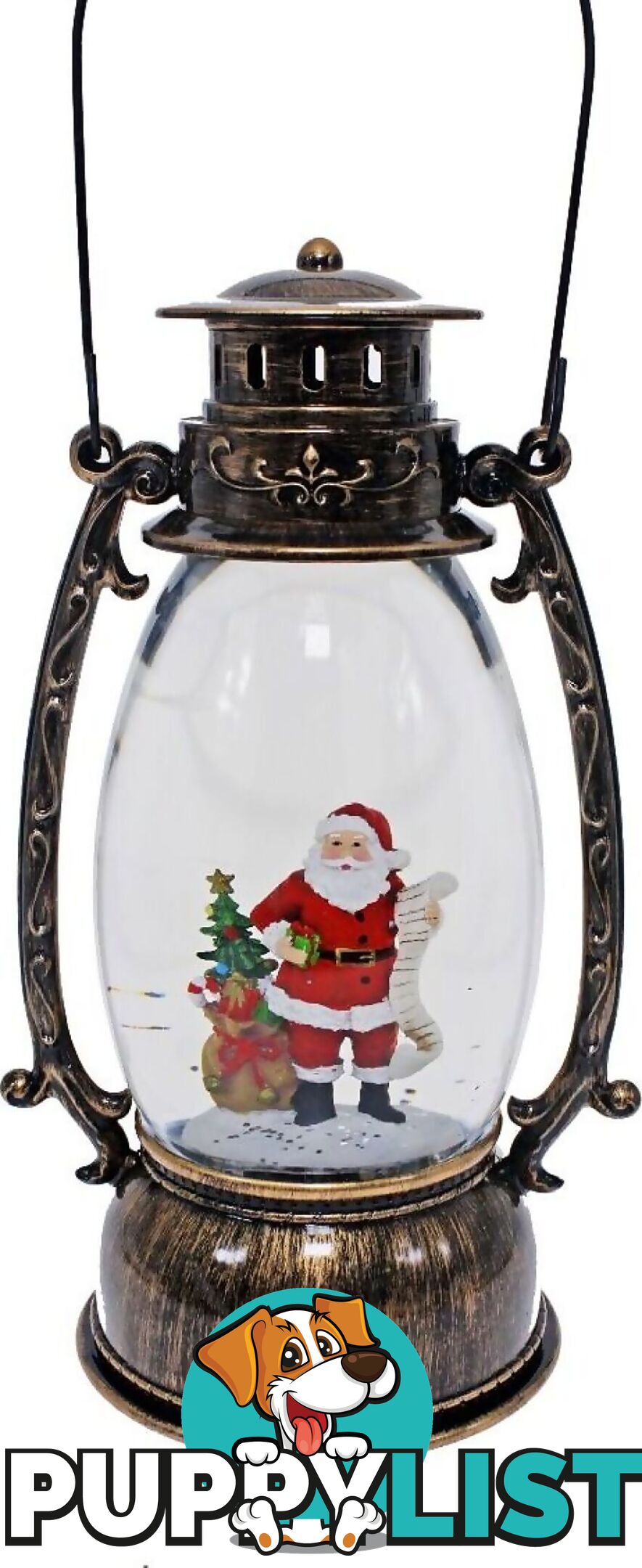 Cotton Candy - Xmas Brass Oval Lantern Santa List - Ccxac019 - 9353468011547