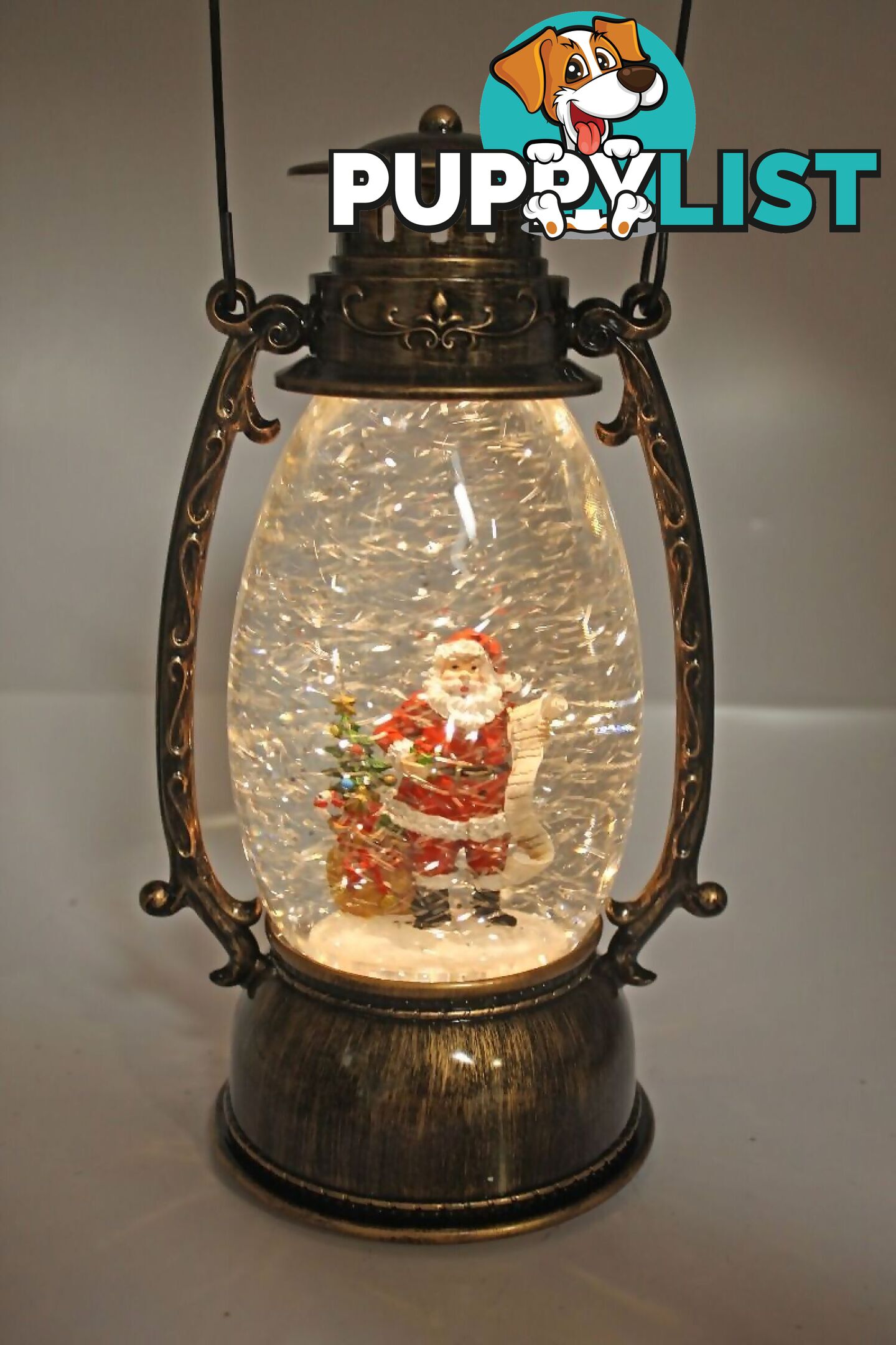 Cotton Candy - Xmas Brass Oval Lantern Santa List - Ccxac019 - 9353468011547